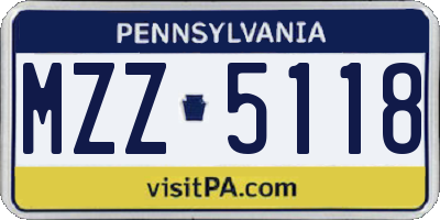 PA license plate MZZ5118