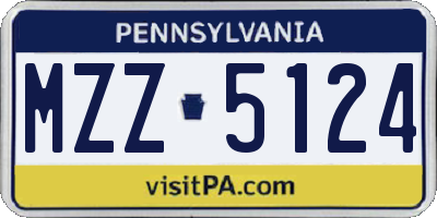 PA license plate MZZ5124