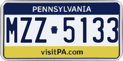 PA license plate MZZ5133