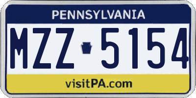 PA license plate MZZ5154