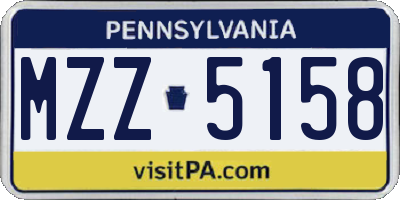 PA license plate MZZ5158