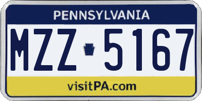 PA license plate MZZ5167