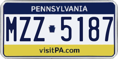 PA license plate MZZ5187
