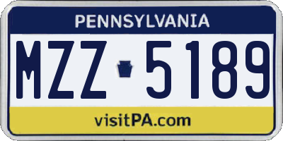 PA license plate MZZ5189