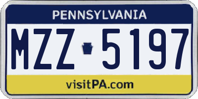 PA license plate MZZ5197
