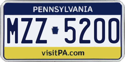 PA license plate MZZ5200