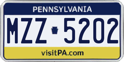 PA license plate MZZ5202