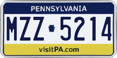 PA license plate MZZ5214