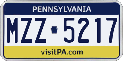 PA license plate MZZ5217