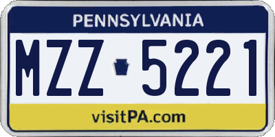 PA license plate MZZ5221