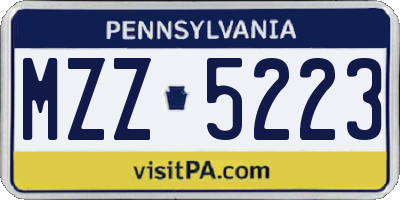 PA license plate MZZ5223