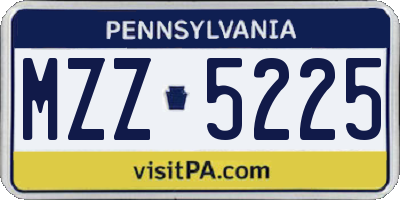 PA license plate MZZ5225