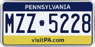 PA license plate MZZ5228