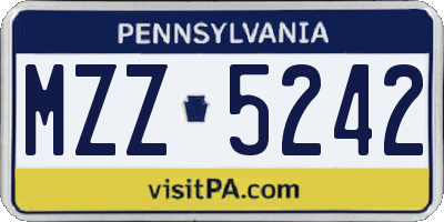 PA license plate MZZ5242