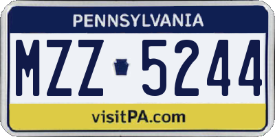 PA license plate MZZ5244