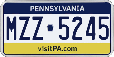 PA license plate MZZ5245