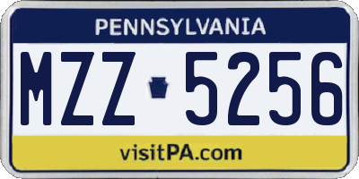 PA license plate MZZ5256