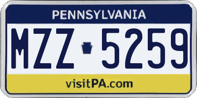 PA license plate MZZ5259