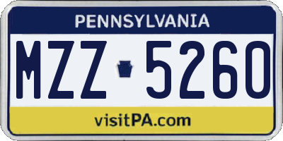 PA license plate MZZ5260