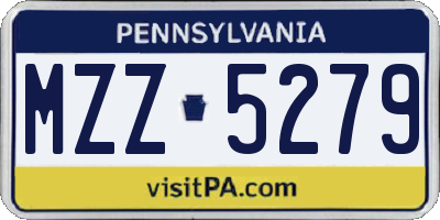 PA license plate MZZ5279