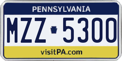 PA license plate MZZ5300