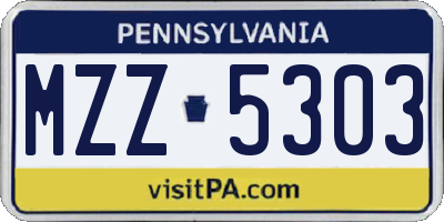 PA license plate MZZ5303