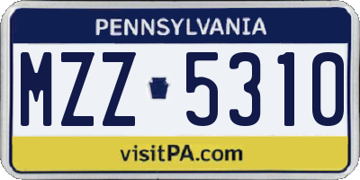 PA license plate MZZ5310