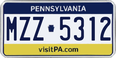 PA license plate MZZ5312