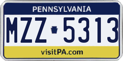 PA license plate MZZ5313