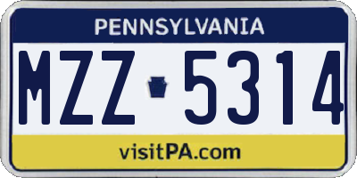 PA license plate MZZ5314