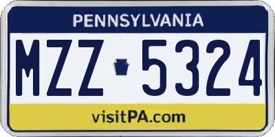 PA license plate MZZ5324