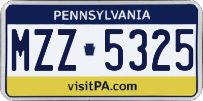 PA license plate MZZ5325