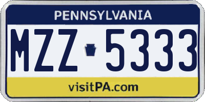 PA license plate MZZ5333