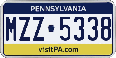 PA license plate MZZ5338