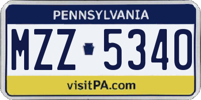 PA license plate MZZ5340