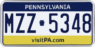 PA license plate MZZ5348