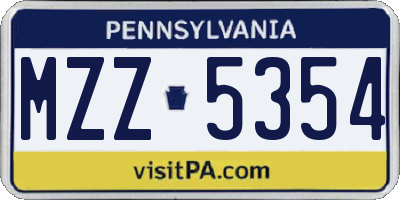 PA license plate MZZ5354