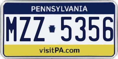 PA license plate MZZ5356