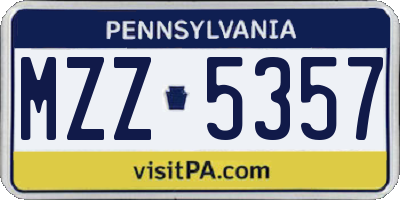 PA license plate MZZ5357