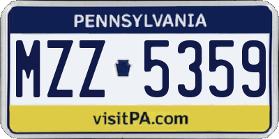 PA license plate MZZ5359