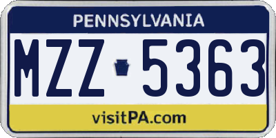 PA license plate MZZ5363