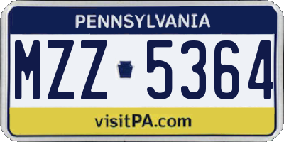 PA license plate MZZ5364