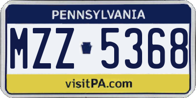 PA license plate MZZ5368