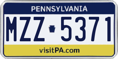 PA license plate MZZ5371