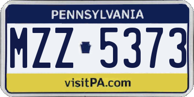 PA license plate MZZ5373