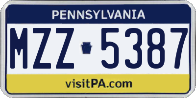 PA license plate MZZ5387