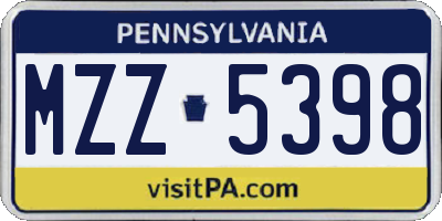 PA license plate MZZ5398