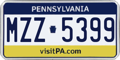 PA license plate MZZ5399