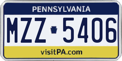 PA license plate MZZ5406