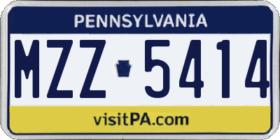 PA license plate MZZ5414